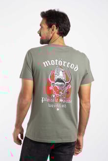 Motorcod Back Print Artist T-Shirt Grey