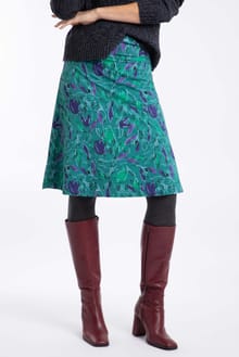 Malmo Printed Jersey Stretch Skirt Leaf Green